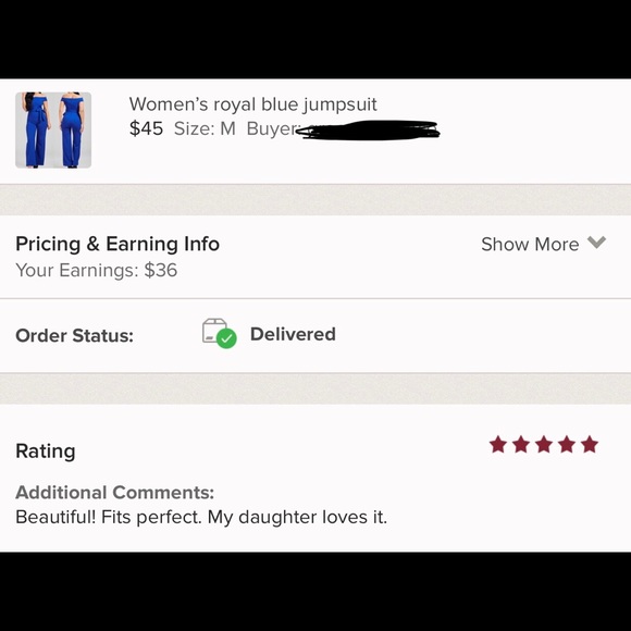 LAST ONE.Royal blue jumpsuit with belt. - Picture 3 of 4